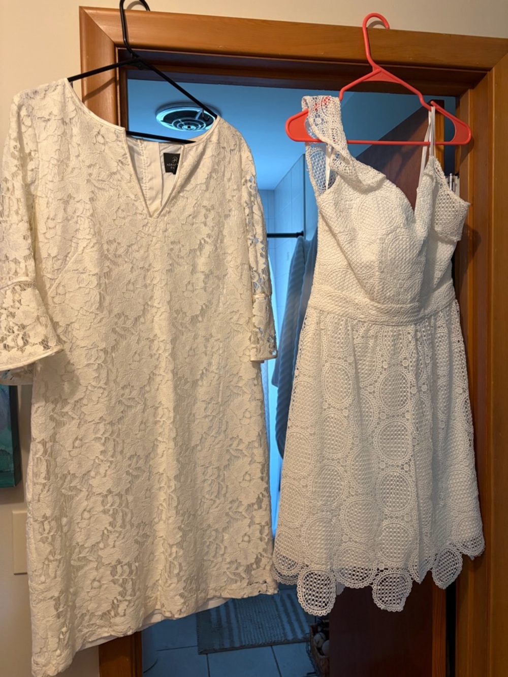 NWT Minuet off shoulder lace & Adrianna Papell 3/4 sleeve lace shift dress Sz 12